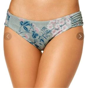 NWT BECCA by Rebecca Virtue Serene Metallic Shirred Side Bikini Bottom in Mojito